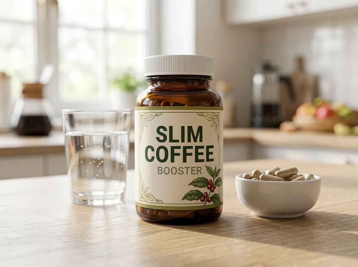 Slim Coffee Booster box beside a coffee cup - buy Slim Coffee Booster Australia